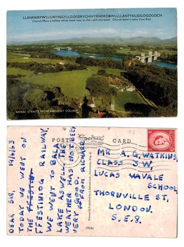 Vintage postcard menai - vintage,
