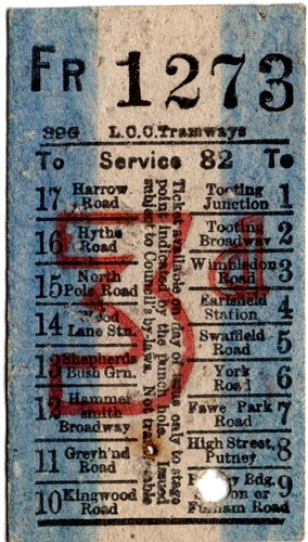 Tram ticket london county - ticket:,