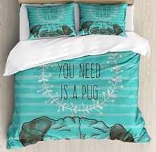 Pug Duvet Cover Set Fun Animal