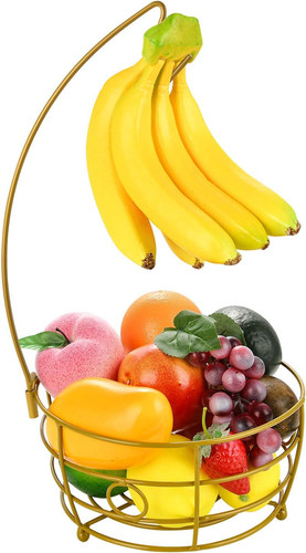 Gold fruit basket bowl with - basket,