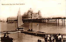 Morecambe Bay from Roof Gardens Lancashire Vintage Postcard Posted 1912
