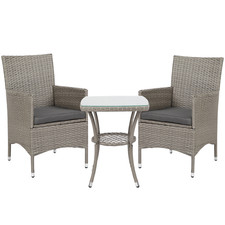 Rattan Bistro Set Grey PE
