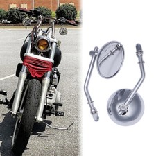 Motorcycle Round Side Mirrors Chrome Rearview For Harley Davidson Bobber Chopper