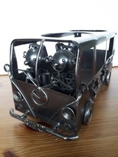 METAL CAMPER VAN WINE / BEER BOTTLE HOLDER -  2 PEOPLE & DOG