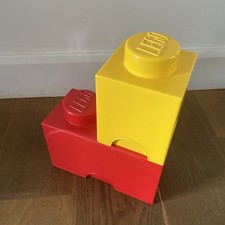 Genuine LEGO Single Stud Storage Sort Build Tidy Brick Boxes Yellow Red