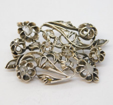 George III Sterling Silver Old-Cut Diamond Set Floral Brooch Antique c1780
