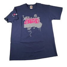 Vtg Y2K Giant Step Records Shirt L Graphic Print NYC Mens Blue Acid Jazz Hip Hop