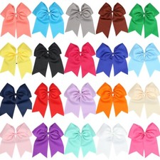 5,6,7inch Big LARGE  GIRLS CHEER BOW HAIR ACCESSORIES Clips  Elastic Bobbles
