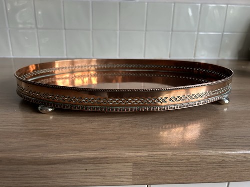 Antique copper oval tray with - antique,