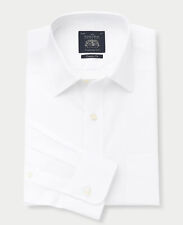 Savile Row Company Men's Classic Fit White Cotton Long Sleeve Formal Dress Shirt