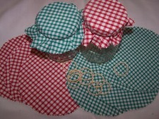10 / 20 / 30 / 50 Large Gingham fabric jam jar covers / toppers with bands