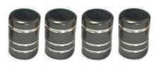 suits PORSCHE Metallic GREY Metal Steel Dust Valve Wheel Tyre Caps (DC3)