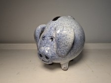 Blue Speckled Ceramic Piggy
