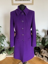 Stunning Hobbs Wool Cashmere Blend Purple Coat Overcoat Jacket - Size 10