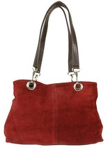 Italian Genuine Suede Leather Shoulder Bag Vera Pelle Expandable Handbag Fashion