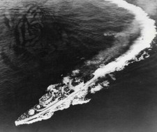 Vintage HMS Tiger Royal Navy Ship Photo On Card Sea Aerial View 1975