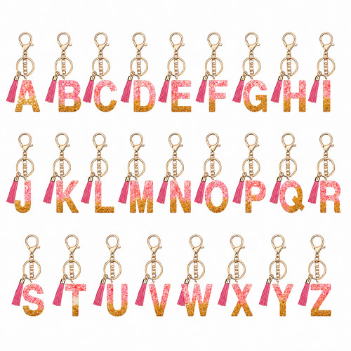 Pink gold resin initial - pink, letter