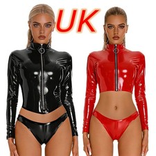 UK Women Zipper Wet Look PU