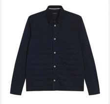 Ted Baker Mens Jacket Shacket Padded Jersey Shirt TB 3 UK M Ansty Navy Blue NEW