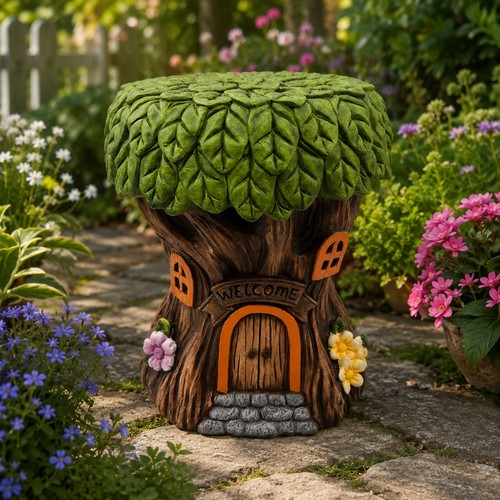 Treehouse garden stool fairy - garden,