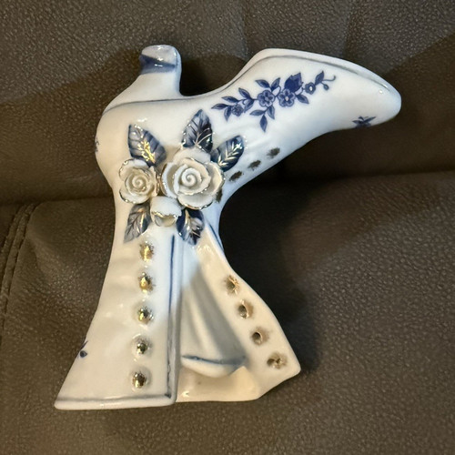 White blue hand painted - &,