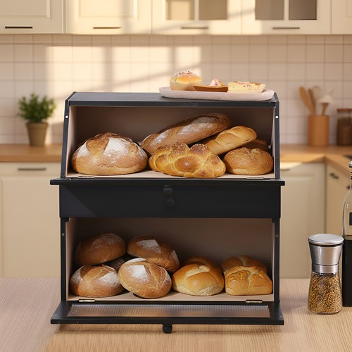 Tire bamboo bread bin - bamboo,