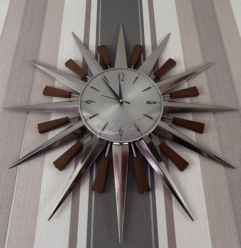 Metamec sunburst clock - metamec, silver