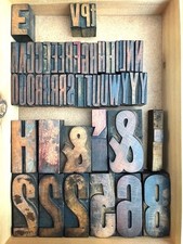 Vintage Printers Block Wooden Letters & Numbers - 49 Pieces (see details below)