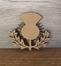 Wooden MDF Scottish Thistle Craft Shapes x 6 Embellishments 75mm