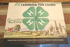 Original Rare 4-H Advertising Poster Print Vintage 1966 "Learning for Living"