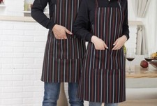 Black Red Stripes Waist Pocket APRON for  Waiter Waitress Barista Butcher 