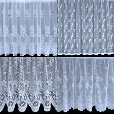 Net Window White Lace Curtains With Slot Rod Top Heading - Sold By The Metre