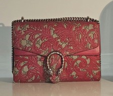 Authentic GUCCI GG Supreme Monogram Arabesque Dionysus Hibiscus Red Shoulder Bag