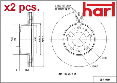 Pcs front brake disc set - front,