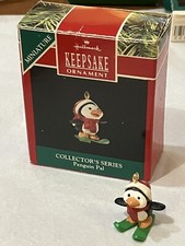 2 Hallmark KEEPSAKE christmas tree ornaments, Snowshoe Bunny & Penguin Pal