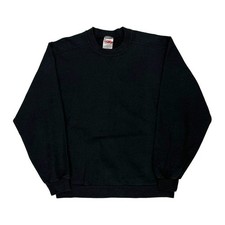 90S Blank Jerzees Sweatshirt - Medium Black Cotton Blend