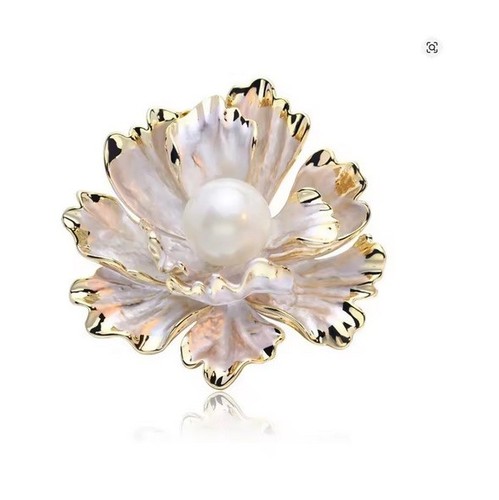 Elegant peony flower - peony, brooch