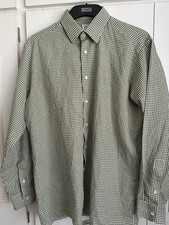 Viyella Men's Collared Shirt Size 16 Cotton Rich Long Sleeve Small Green Check