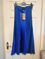 BNWT Bright Blue East 100% Silk Skirt Full Length Size 10
