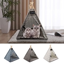 Large Pet Teepee Bed Cat/Kitten/Dog/Puppy Igloo Play Tent Tipi House Cushion Mat