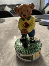 schmid collectable music box bear with golf