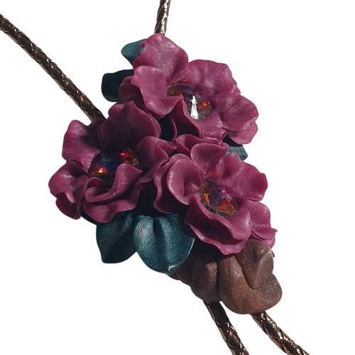 Handmade clay bolo tie - bolo, floral