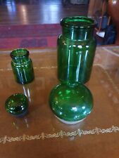 Vintage Belgium Green Glass Storage Jars 8", 4" Apothecary/pharmacy/chemist
