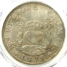 1771/0 Mexico Pillar Dollar 8 Reales Silver Coin 8R - Certified PCGS AU Details