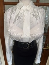 Vintage Shiny Slippery Jacquard Satin Pleat Back  Blouse Size 12,14 Bust 46ins