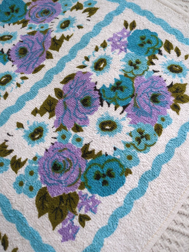 Vintage towel blue purple - vintage,