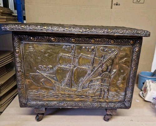 Large antique embossed brass - antique,