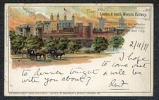 London & South Western Railway Official Intermediate Postcard Tower London 1899