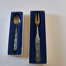 Konge Tinn Royal Pewter, Fork And Teaspoon In Original Boxes And Good Condition.