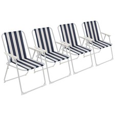 4x Folding Metal Beach Chairs